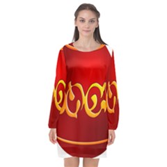 Easter Decorative Red Egg Long Sleeve Chiffon Shift Dress  by BangZart