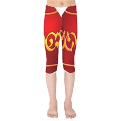 Easter Decorative Red Egg Kids  Capri Leggings 