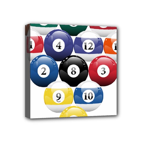 Racked Billiard Pool Balls Mini Canvas 4  X 4  by BangZart