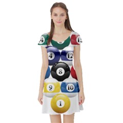 Racked Billiard Pool Balls Short Sleeve Skater Dress by BangZart