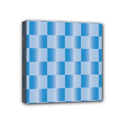 Blue Plaided Pattern Mini Canvas 4  X 4  by paulaoliveiradesign