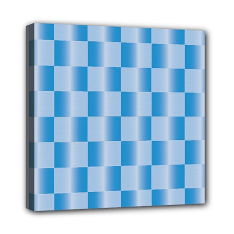 Blue Plaided Pattern Mini Canvas 8  X 8  by paulaoliveiradesign