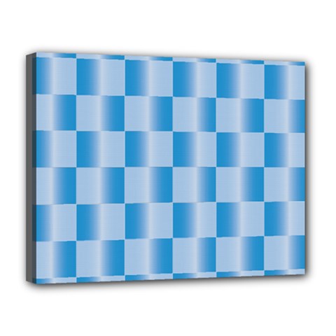 Blue Plaided Pattern Canvas 14  X 11  by paulaoliveiradesign