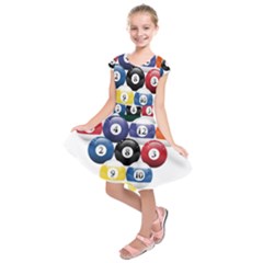 Racked Billiard Pool Balls Kids  Short Sleeve Dress by BangZart