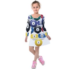 Racked Billiard Pool Balls Kids  Long Sleeve Velvet Dress by BangZart