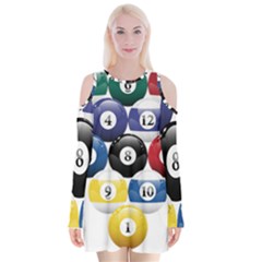 Racked Billiard Pool Balls Velvet Long Sleeve Shoulder Cutout Dress by BangZart