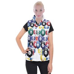 Racked Billiard Pool Balls Women s Button Up Puffer Vest by BangZart