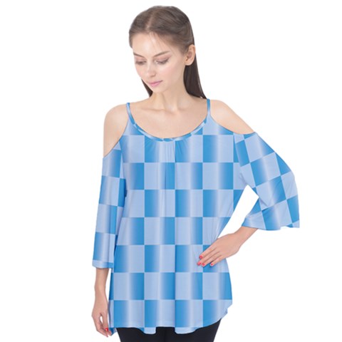 Blue Plaided Pattern Flutter Tees by paulaoliveiradesign