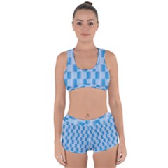 Blue Plaided Pattern Racerback Boyleg Bikini Set