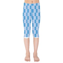 Blue Plaided Pattern Kids  Capri Leggings 