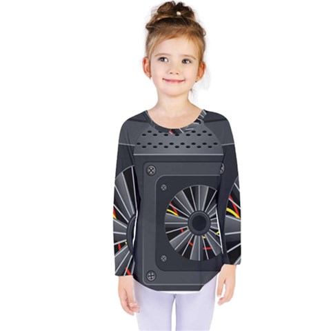 Special Black Power Supply Computer Kids  Long Sleeve Tee by BangZart