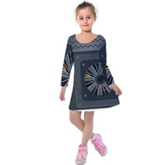 Special Black Power Supply Computer Kids  Long Sleeve Velvet Dress by BangZart