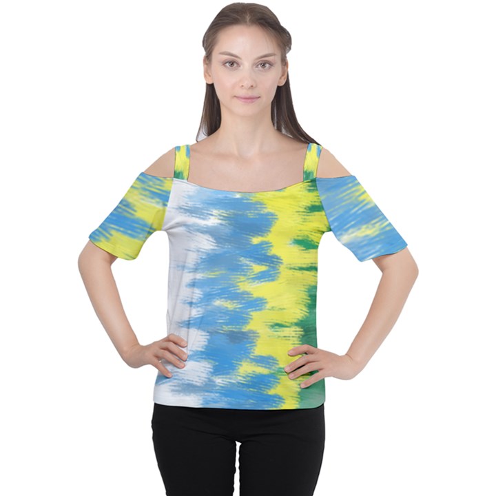 Brazil Colors Pattern Cutout Shoulder Tee