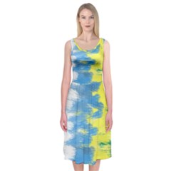 Brazil Colors Pattern Midi Sleeveless Dress by paulaoliveiradesign