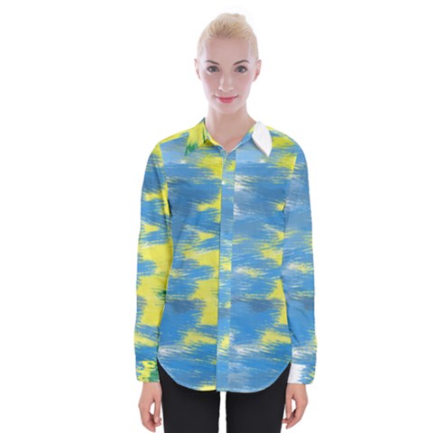 Brazil Colors Pattern Womens Long Sleeve Shirt by paulaoliveiradesign