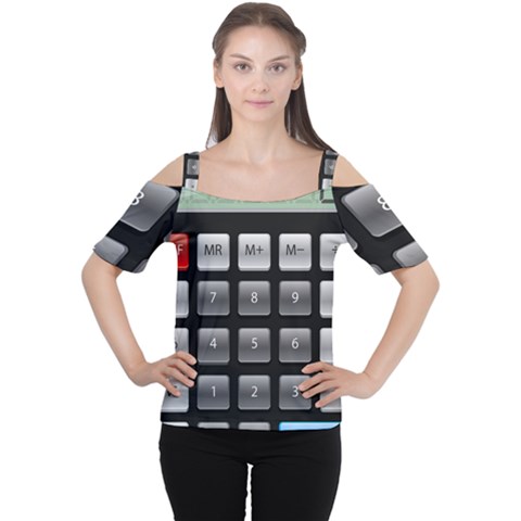 Calculator Cutout Shoulder Tee by BangZart