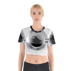 White Washing Machine Cotton Crop Top by BangZart