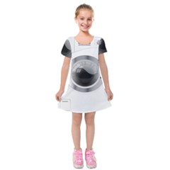 White Washing Machine Kids  Short Sleeve Velvet Dress by BangZart