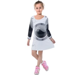 White Washing Machine Kids  Long Sleeve Velvet Dress by BangZart