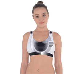 White Washing Machine Cross String Back Sports Bra