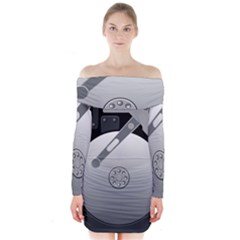 Computer Hard Disk Drive Hdd Long Sleeve Off Shoulder Dress by BangZart