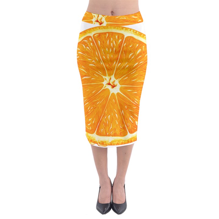 Orange Slice Midi Pencil Skirt