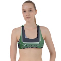 Computer Bios Board Criss Cross Racerback Sports Bra