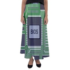 Computer Bios Board Flared Maxi Skirt