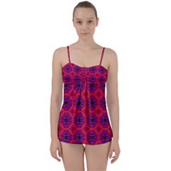 Retro Abstract Boho Unique Babydoll Tankini Set