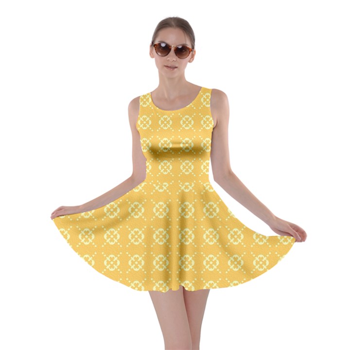 Yellow Pattern Background Texture Skater Dress