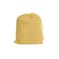 Yellow Pattern Background Texture Drawstring Pouches (medium)  by BangZart