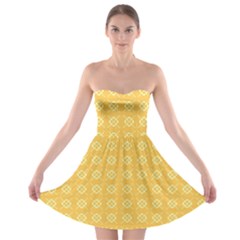 Yellow Pattern Background Texture Strapless Bra Top Dress by BangZart