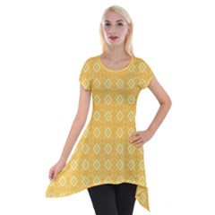 Yellow Pattern Background Texture Short Sleeve Side Drop Tunic by BangZart