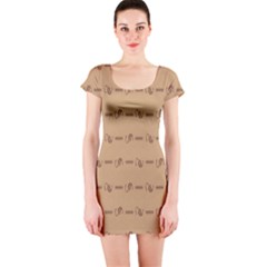 Brown Pattern Background Texture Short Sleeve Bodycon Dress by BangZart