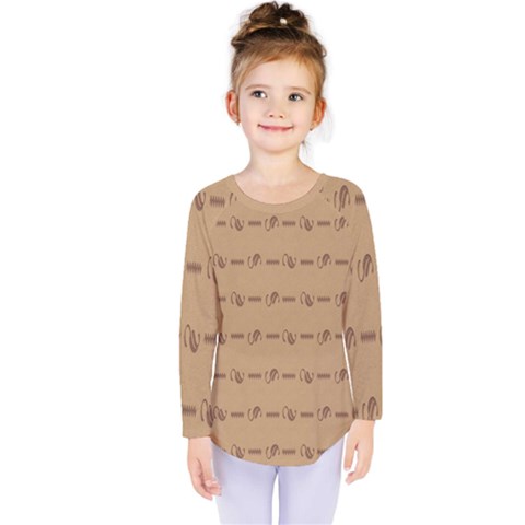 Brown Pattern Background Texture Kids  Long Sleeve Tee by BangZart