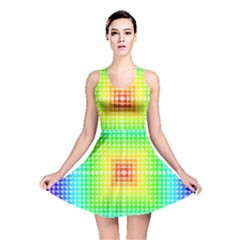 Square Rainbow Pattern Box Reversible Skater Dress by BangZart