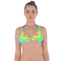 Square Rainbow Pattern Box Halter Neck Bikini Top