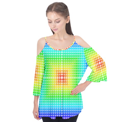 Square Rainbow Pattern Box Flutter Tees by BangZart