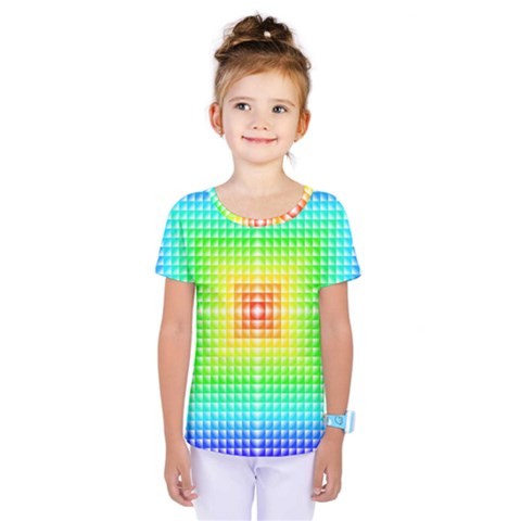 Square Rainbow Pattern Box Kids  One Piece Tee by BangZart