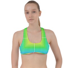 Square Rainbow Pattern Box Criss Cross Racerback Sports Bra