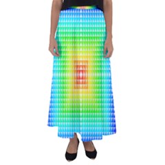 Square Rainbow Pattern Box Flared Maxi Skirt