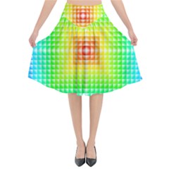 Square Rainbow Pattern Box Flared Midi Skirt by BangZart