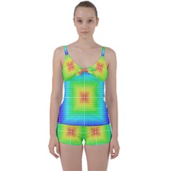 Square Rainbow Pattern Box Tie Front Two Piece Tankini