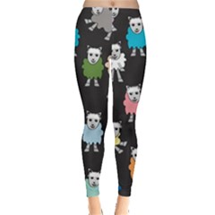 Sheep Cartoon Colorful Black Pink Leggings  by BangZart