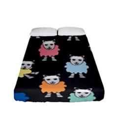 Sheep Cartoon Colorful Black Pink Fitted Sheet (full/ Double Size) by BangZart