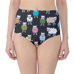 Sheep Cartoon Colorful Black Pink High-waist Bikini Bottoms by BangZart