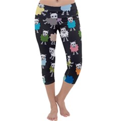 Sheep Cartoon Colorful Black Pink Capri Yoga Leggings by BangZart