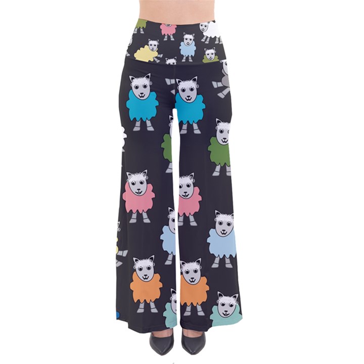 Sheep Cartoon Colorful Black Pink Pants