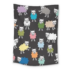 Sheep Cartoon Colorful Black Pink Medium Tapestry by BangZart