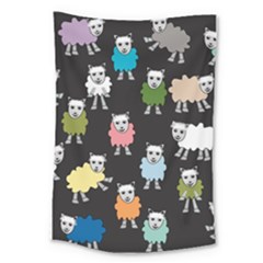 Sheep Cartoon Colorful Black Pink Large Tapestry by BangZart